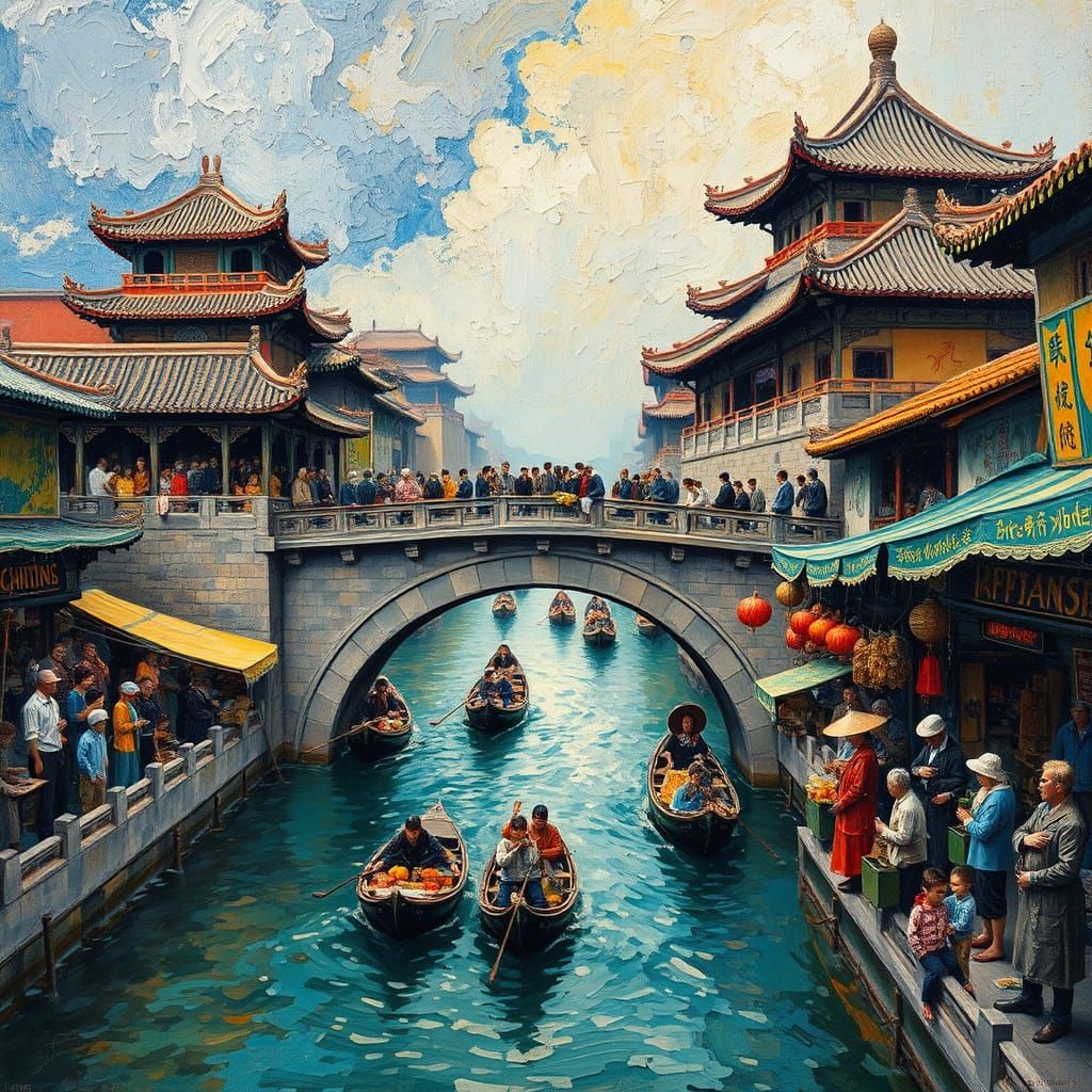 A breathtaking impasto oil painting in the style of Van Gogh...