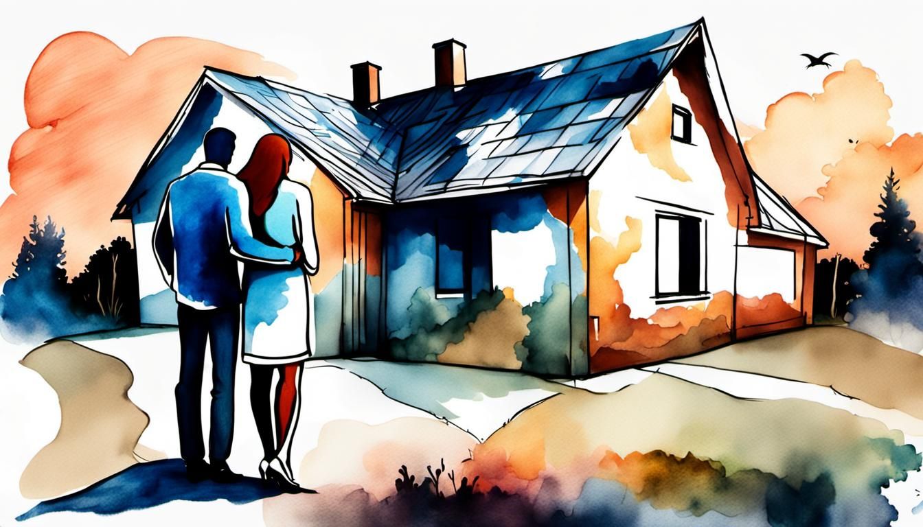 Dreaming of Home: A Couple's Vision in Watercolor