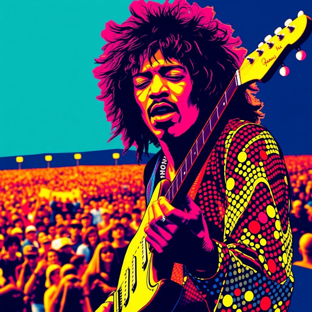 Psychedelic Pop Art Portrait of a Guitarist