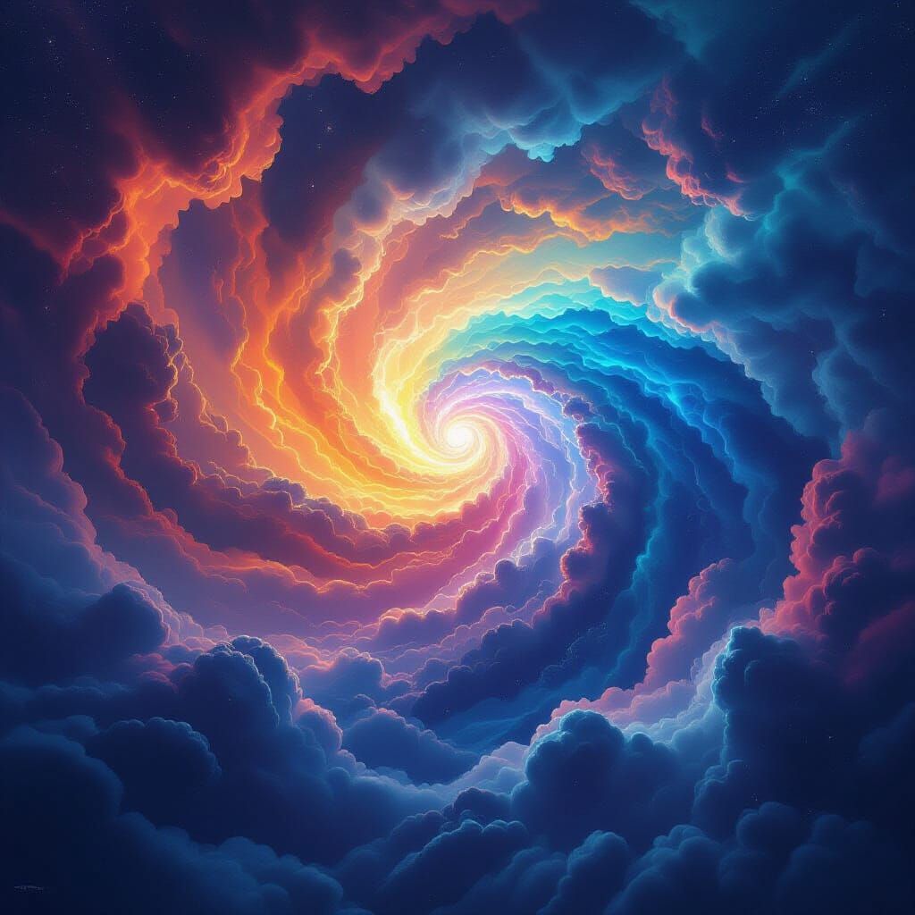 Cosmic Storm Illustration with Hallucinatory Colors
