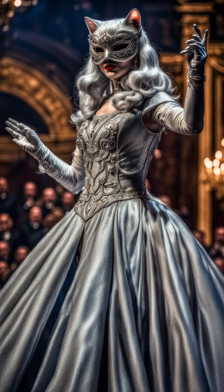 Opera Singer Cat on Stage in Hyperrealistic Style