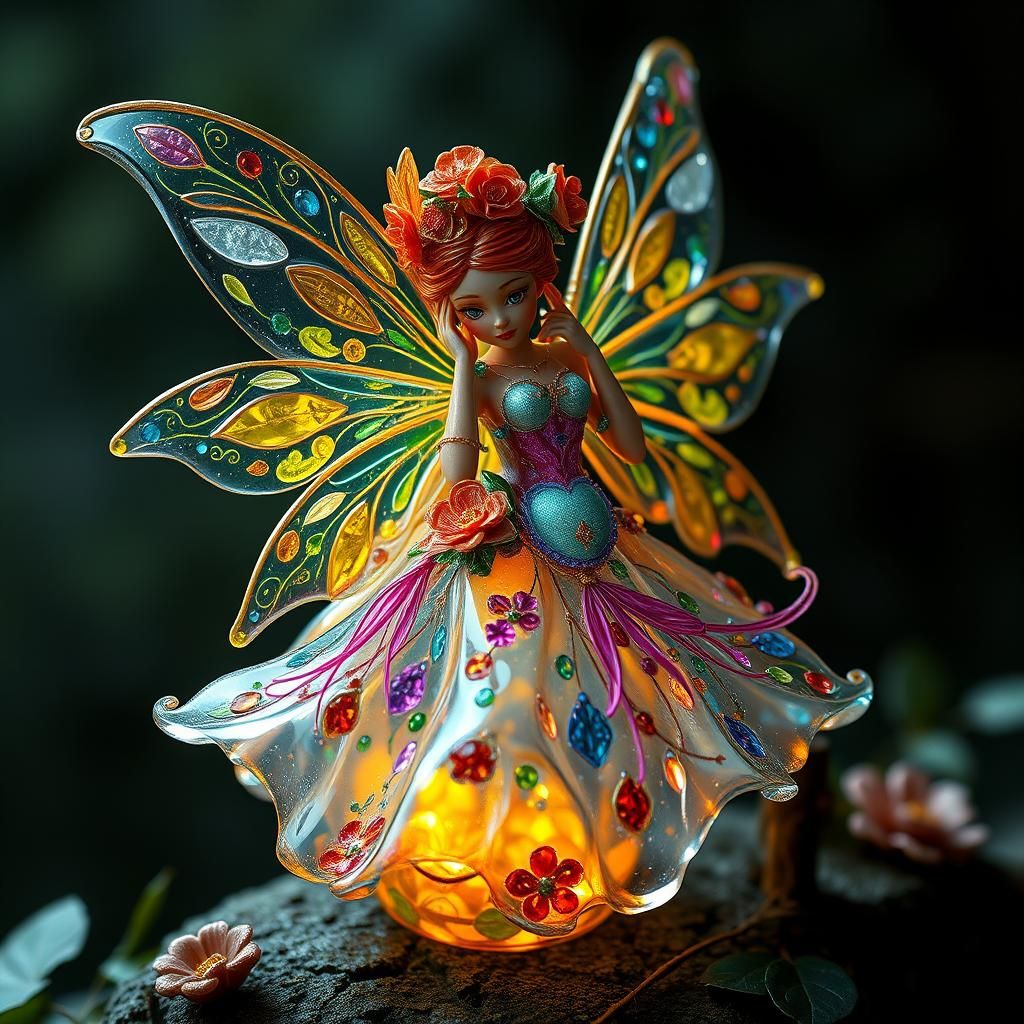 Enamel Glass Fairy: Intricate Unreal Engine Art