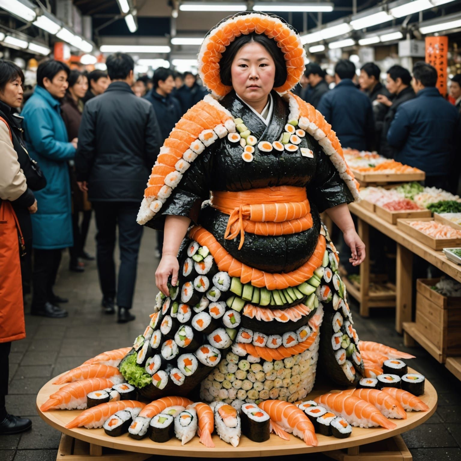 Sushi Mermaid Strolls Japan's Fish Market