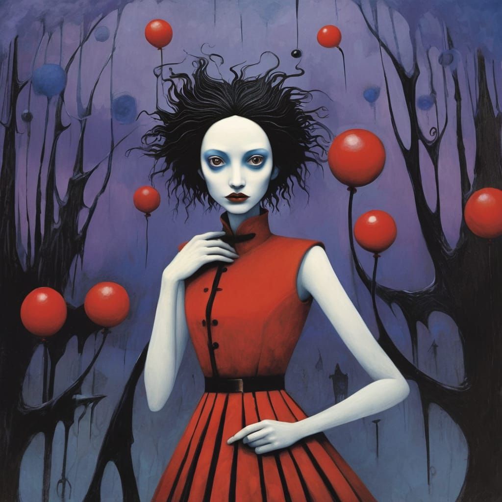 Dark Fantasy Illustration in Mixed Media Style