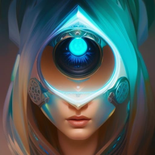 Blue Oracle Portrait in Hyperdetailed Style