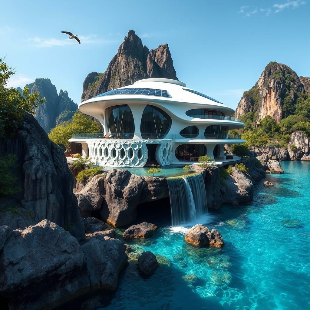 futuristic lagoon house