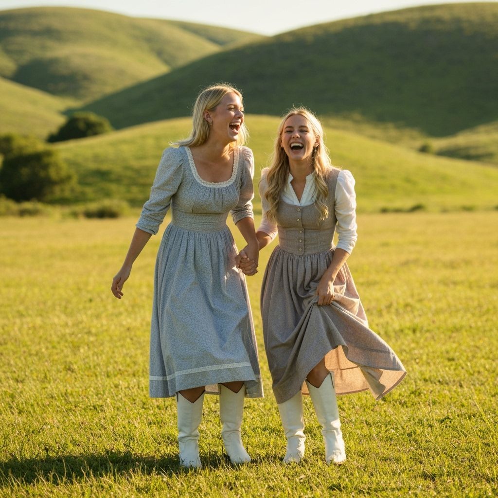Blonde Women in Western Clothes Giggling