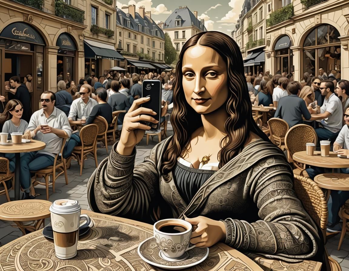 Mona Lisa with Cell Phone