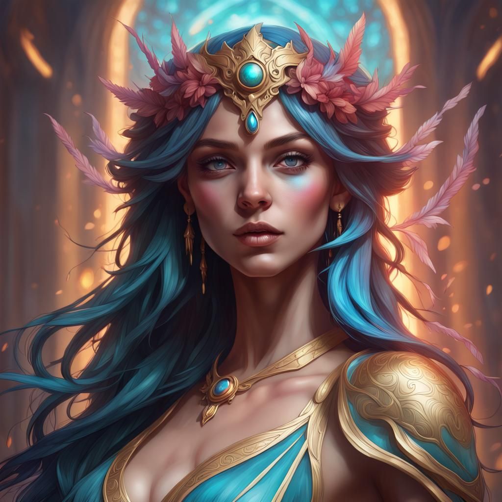 Goddess of Magic Portrait in Hyperdetailed Digital Art