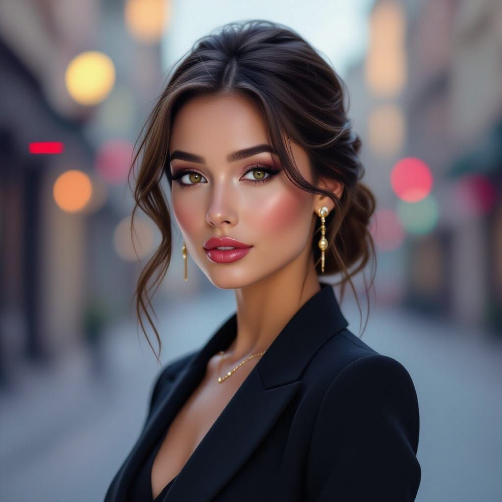 Stunning Pixelated Portrait of Young Woman in Digital Art St...