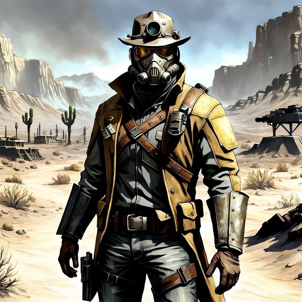NCR Veteran Ranger in Wasteland Desert Environment