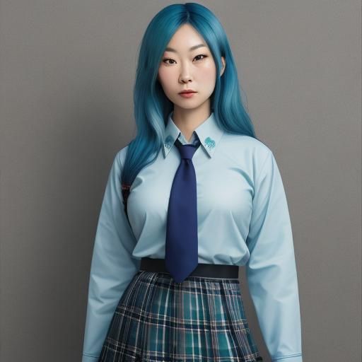 Japanese-American Girl Portrait in School Uniform