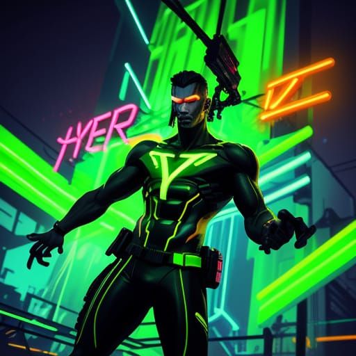 Neon Figure in Splash Art Style