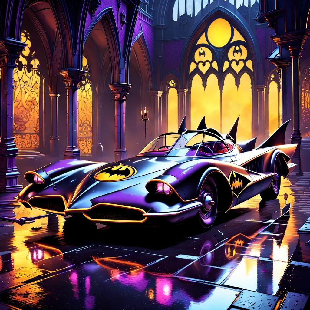 Gothic Batmobile in Dark Fantasy Concept Art