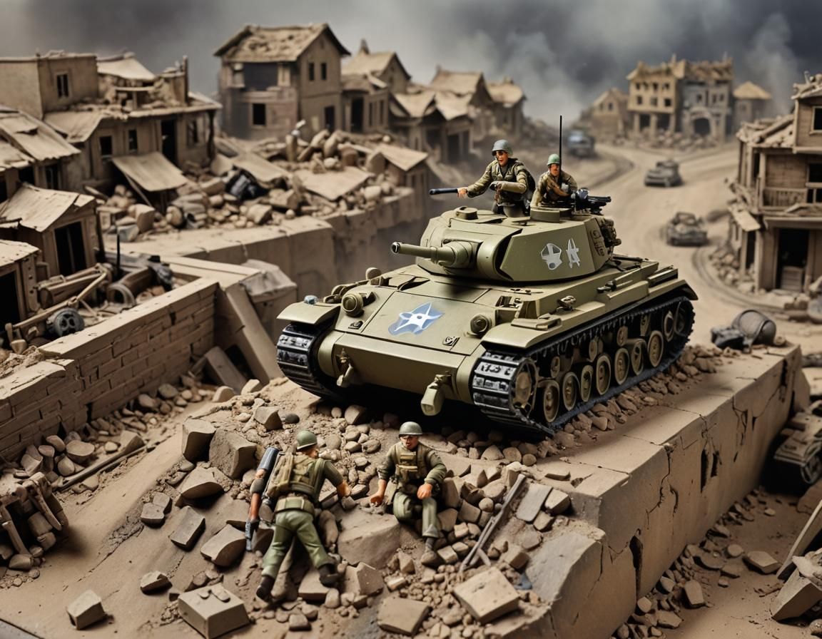 GI Joe Action Figure Toy in a Sherman Tank Going Over Rough ...