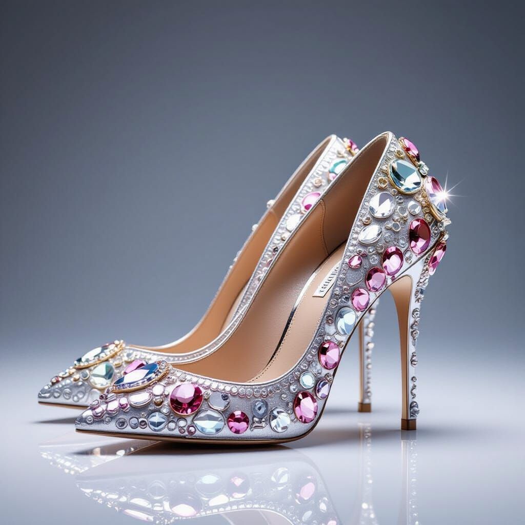 Luxury Rhinestone High Heels in Silver and Rose Gold