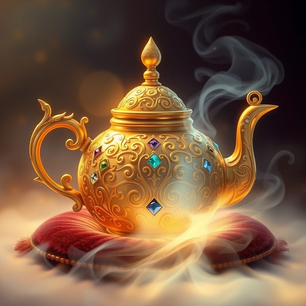 Ornate Golden Teapot as Royal Fantasy Artifact