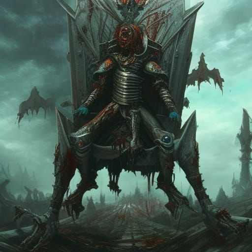 Zombie Knight on Skull Throne: Fantasy Concept Art