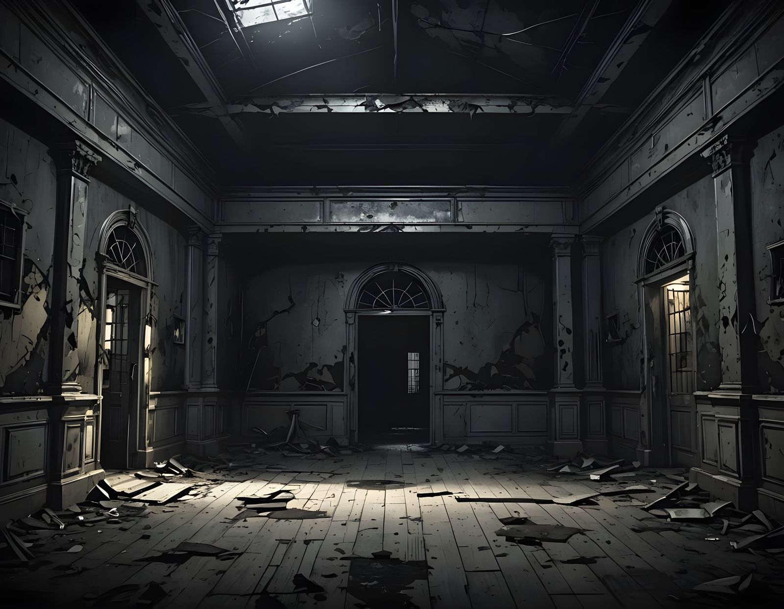 Dark and Foreboding Asylum Interior