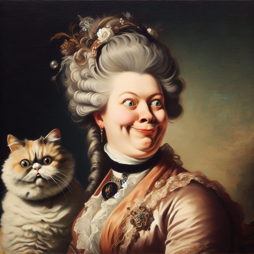 Humorous Aristocratic Portrait in 18th Century Style
