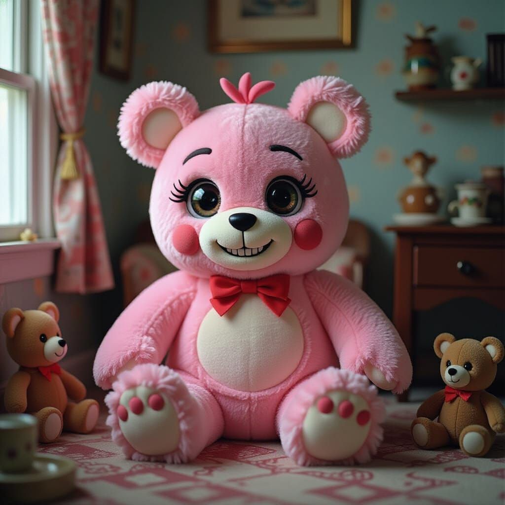 Eerie Pastel Plush in Vintage Toy Room