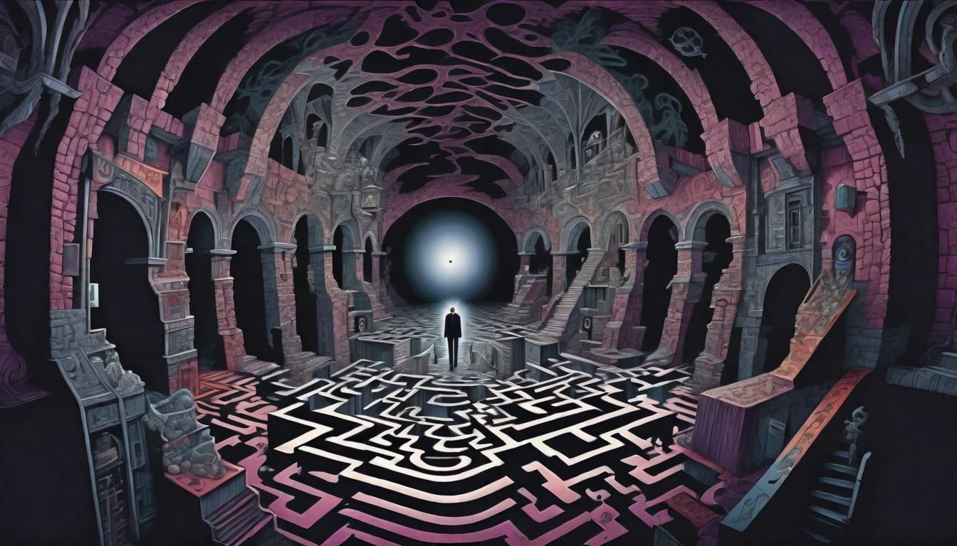 Surreal Labyrinth of Unconscious with Optical Illusions