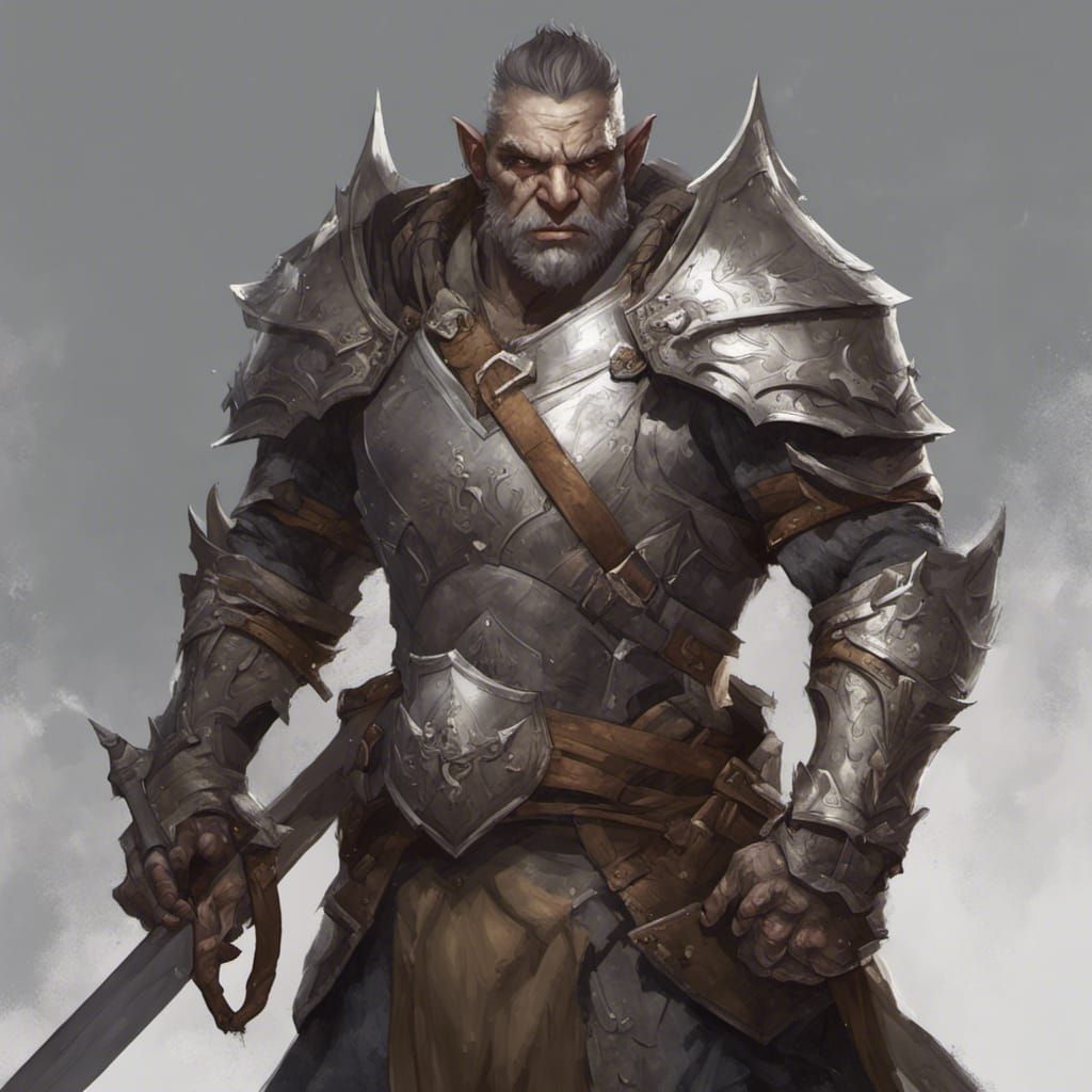 Noble Orc Fighter Cleric Portrait in Hyperdetailed Style
