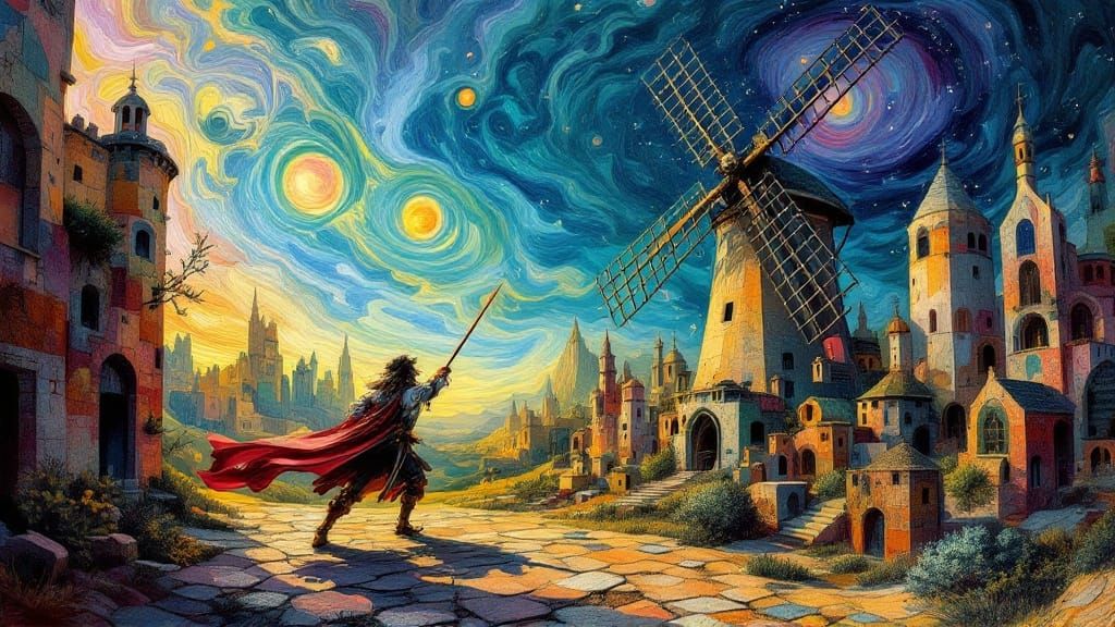 Don Quixote's Dream in a Surreal Landscape