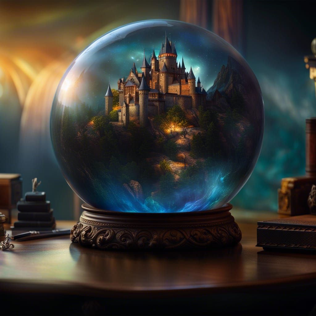 Castle in Glass Orb: Cinematic Digital Painting