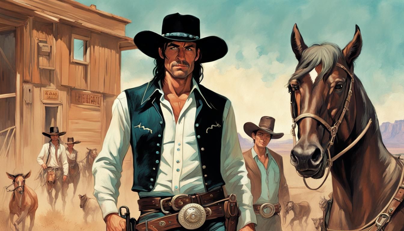 Wild West Sheriff in Living Room, Matte Painting