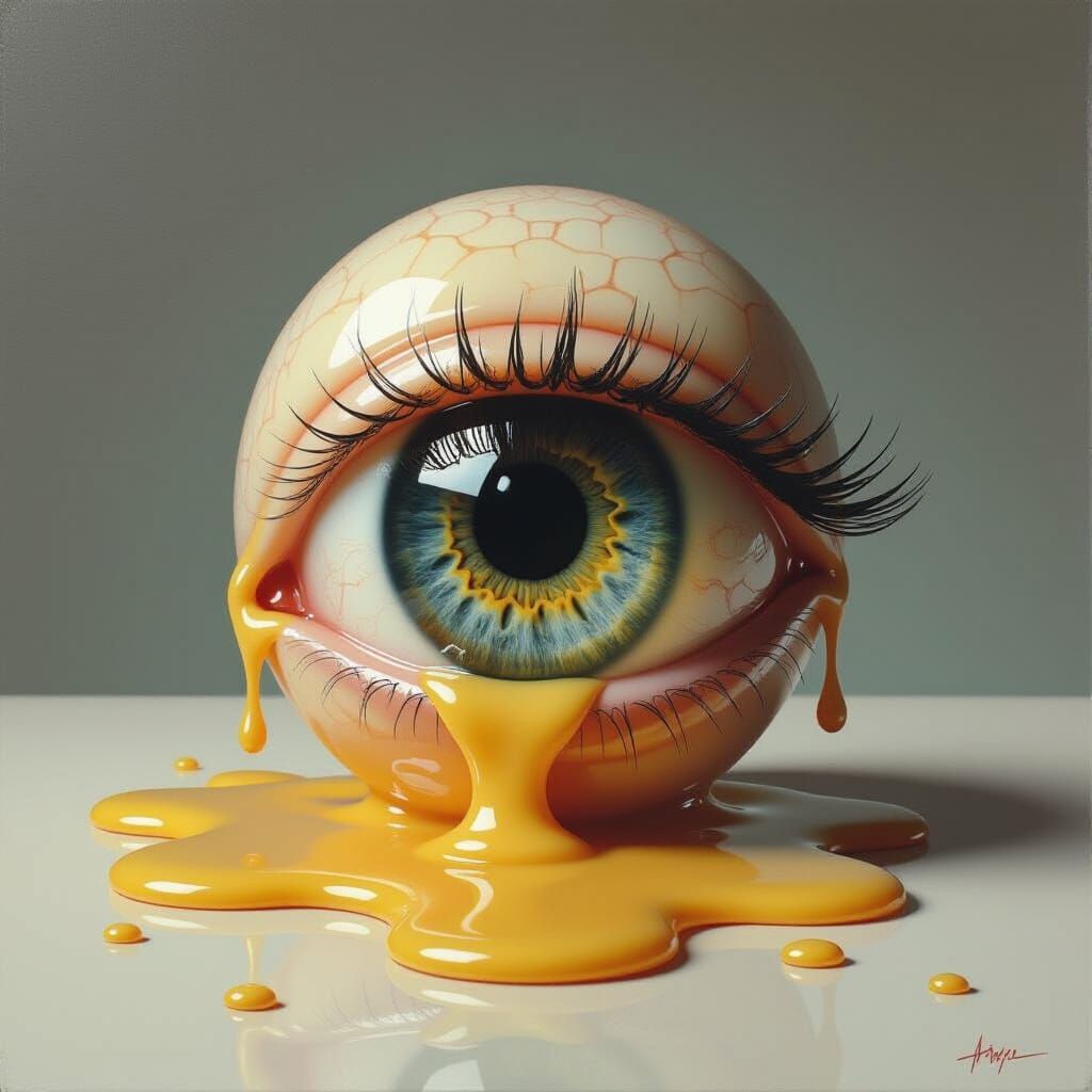 Hyperrealistic Melting Eyeball in Surrealist Style