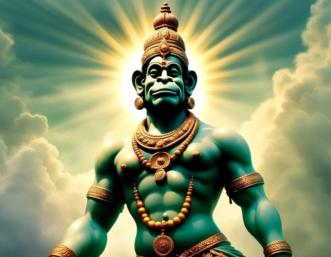 Hanuman in Muted Colors and Folk Art Style