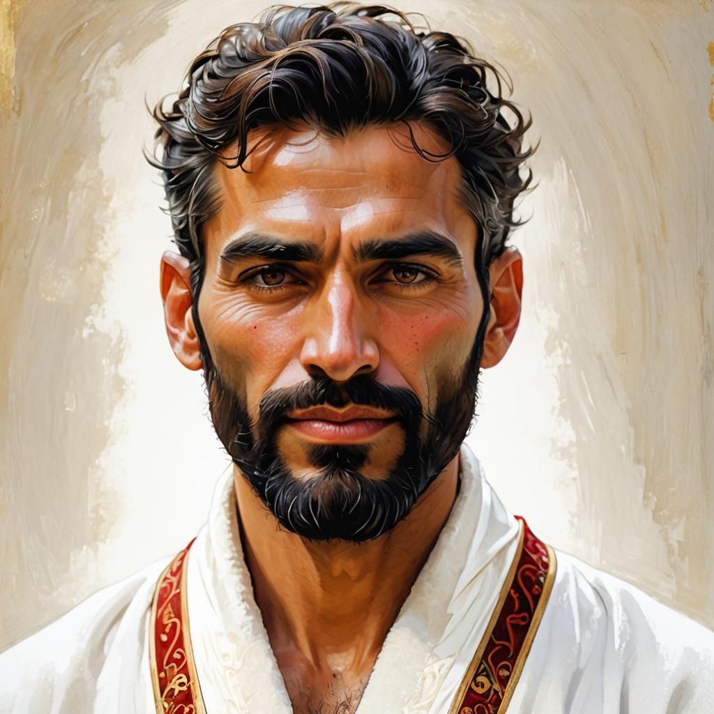 Art Nouveau Portrait of Man in Velvet Robe