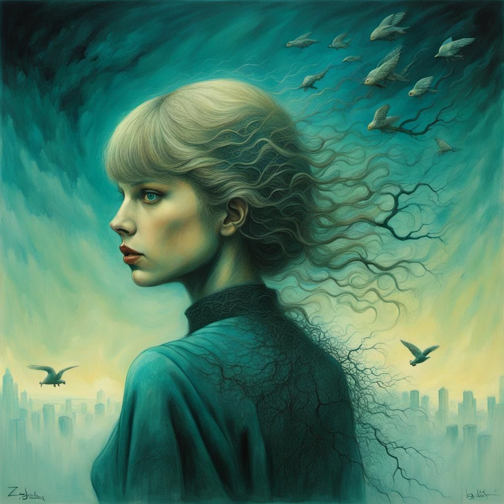Surreal Portrait Inspired by Beksinski's Dystopian Art
