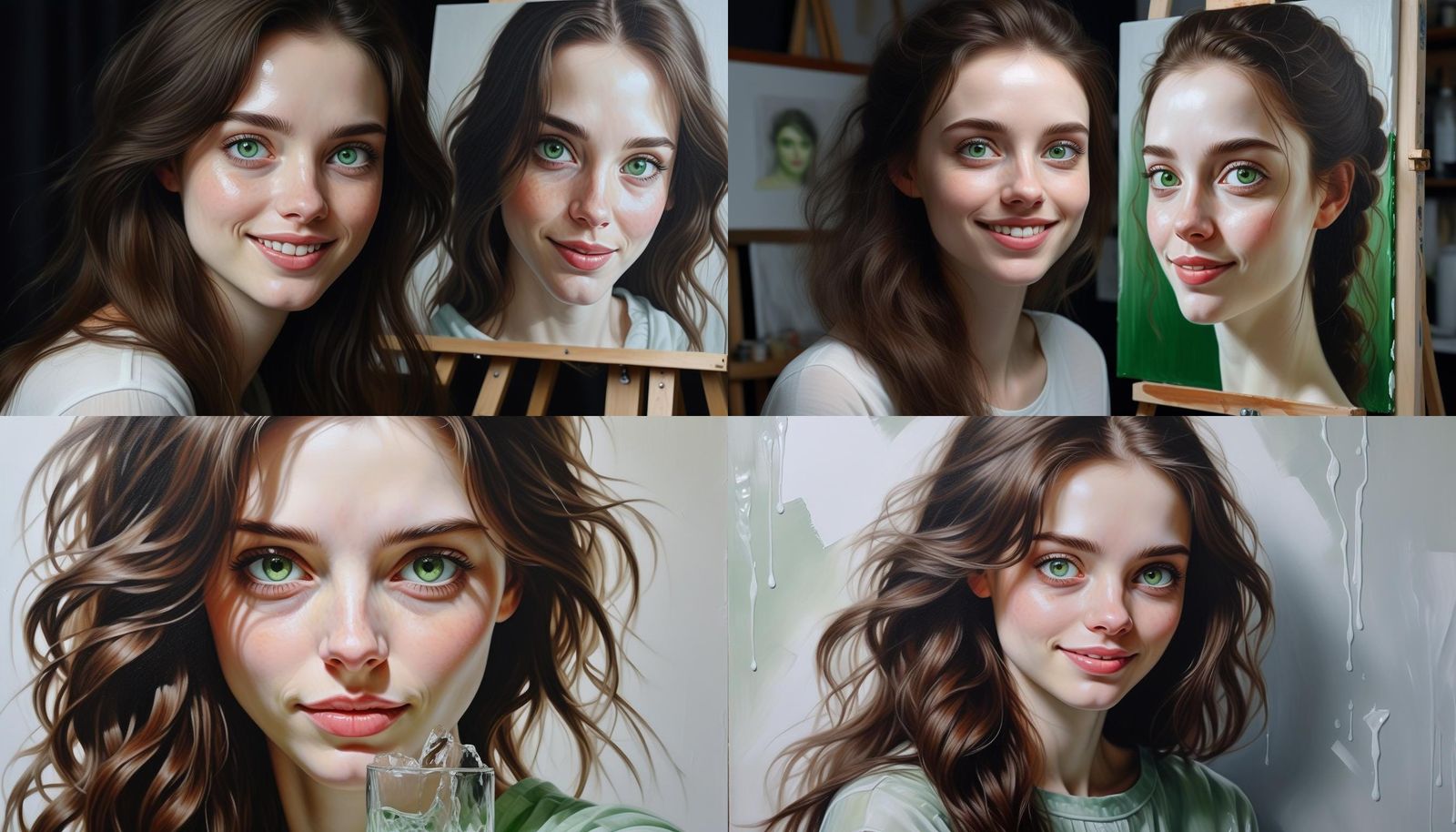 Porcelain Girl Portrait in Hyperrealistic Acrylic Style