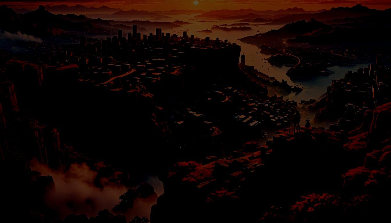 Anime Cityscape Overlook in 3D Style