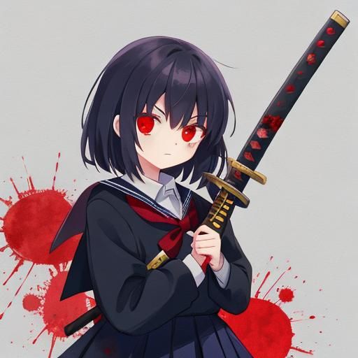 Bloody Schoolgirl with Katana: A Visual Story