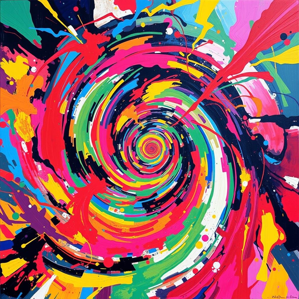 Vibrant Abstract Swirling Vortex of Psychedelic Chaos