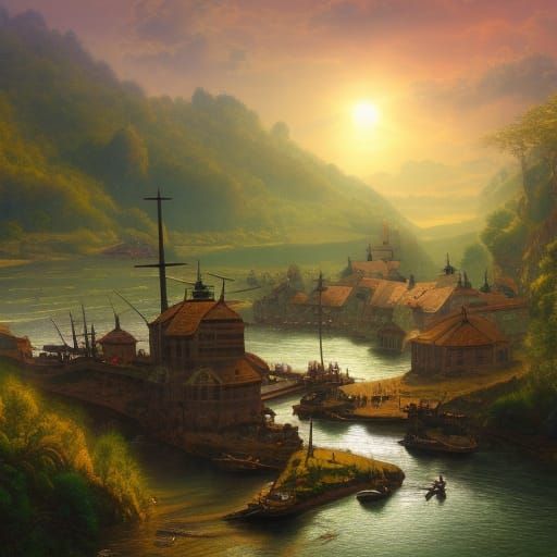 River town in a fantasy land