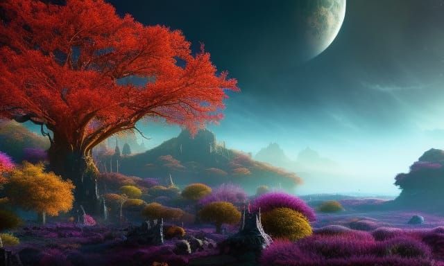 Vibrant Alien World: A Maximalist Digital Painting