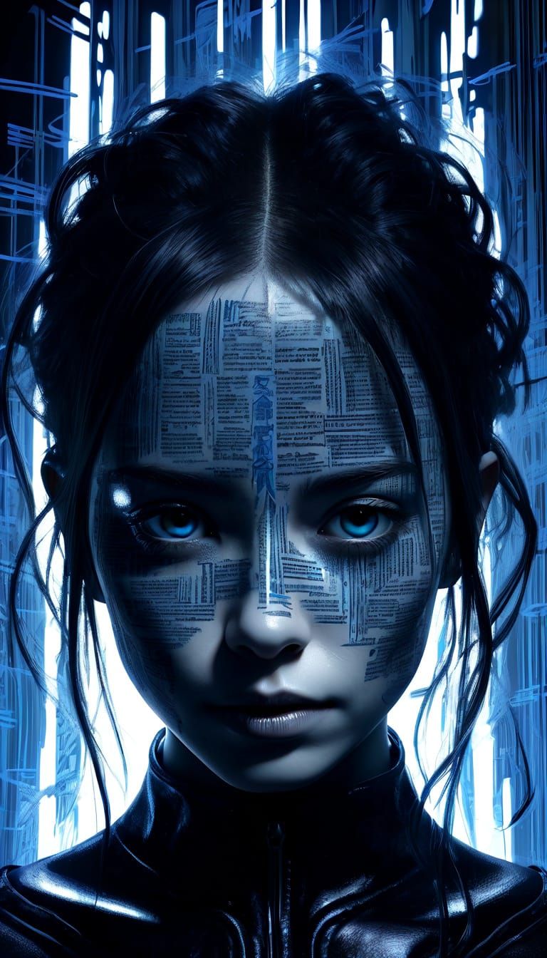 Gothic Grotesquepunk Woman Made of Emotion Words