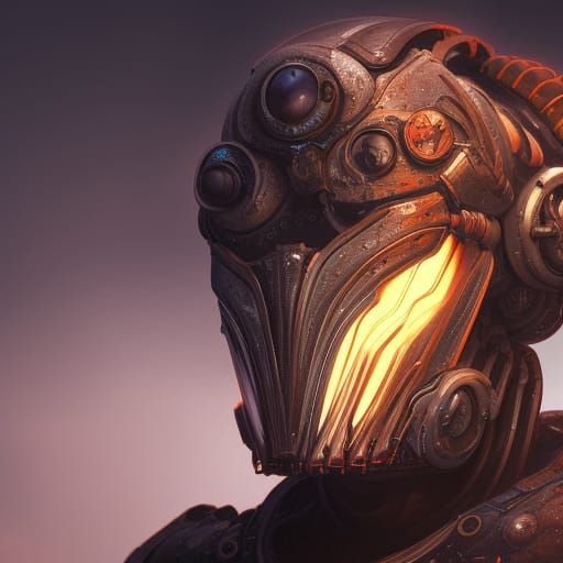 Handsome Biomechanoid Man in Detailed Matte Painting