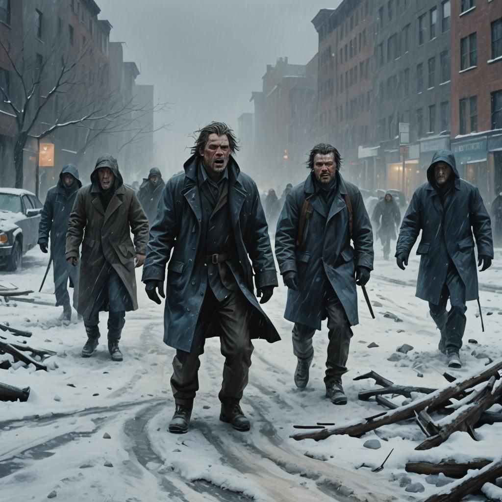 Apocalyptic Survivors in Blazing Blizzard