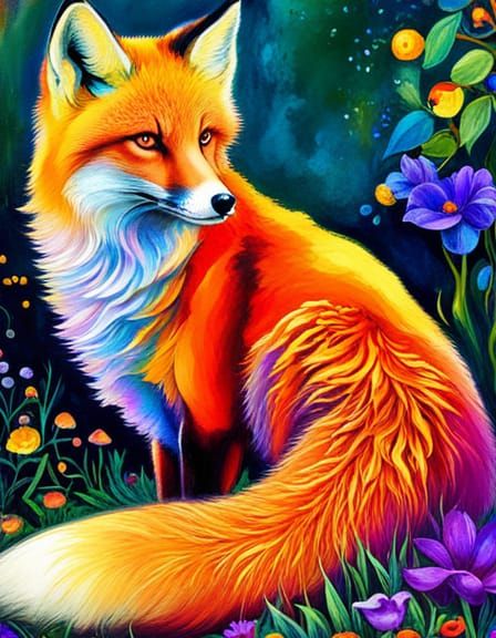 Ethereal Prismatic Fox with Silver Eyes