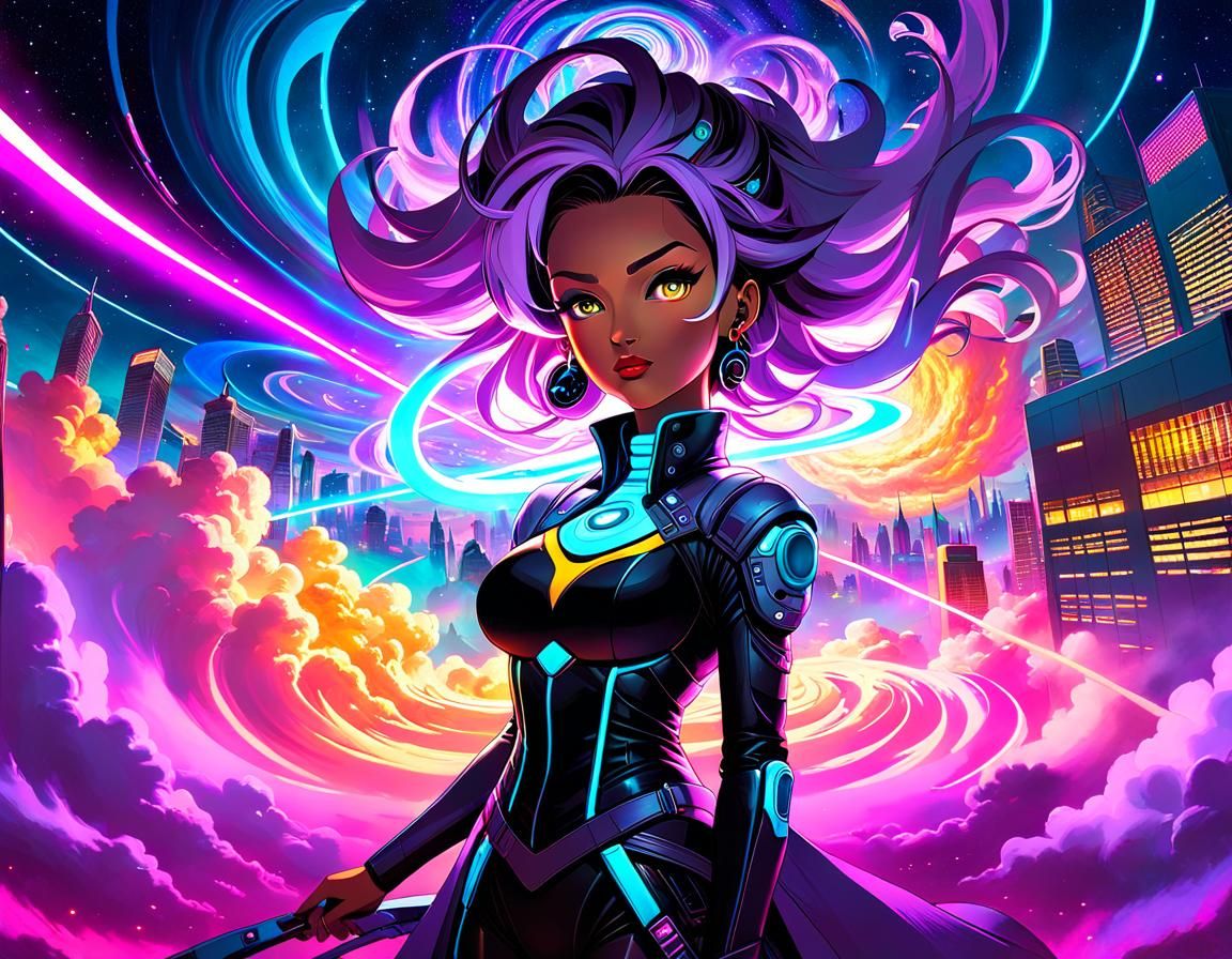 Cosmic Multiverse: Neon Cyberpunk Illustration