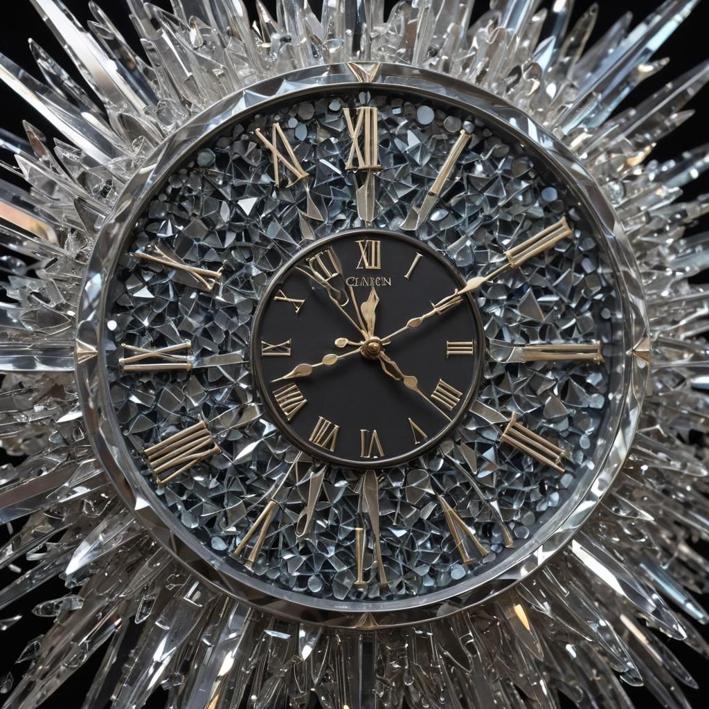 Crystal Clock Sculpture: Macro Photography Art