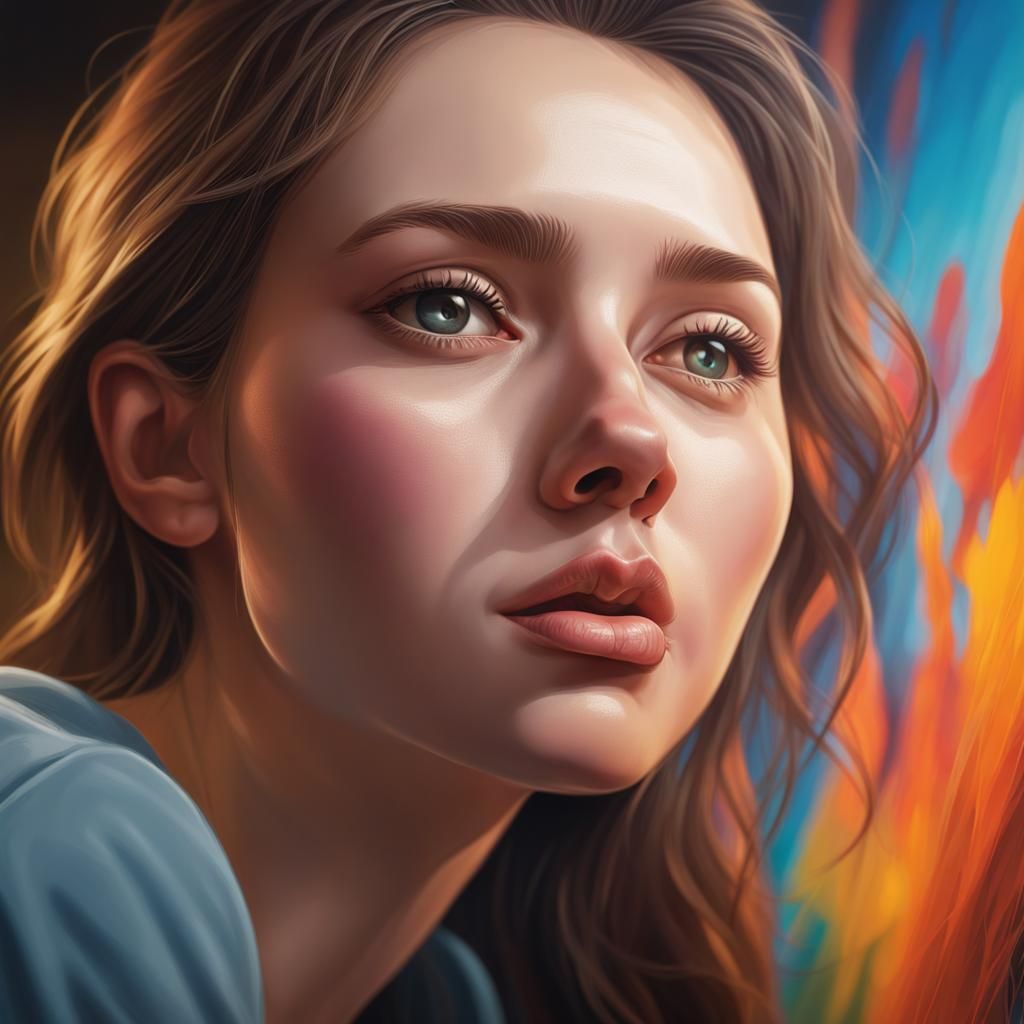 Hyperrealistic Portrait with Dramatic Lighting and Color