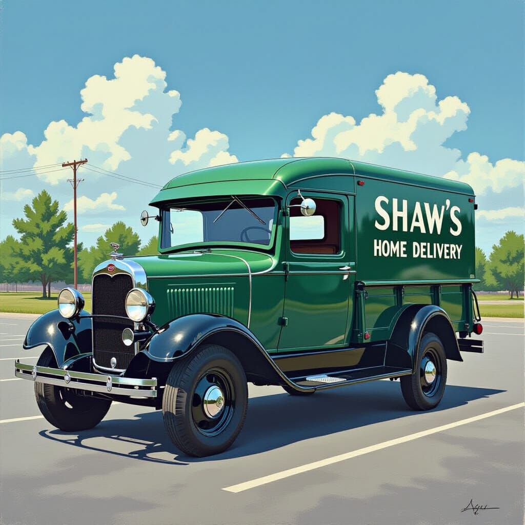 Vintage 1928 GMC Panel Truck in Realistic Style