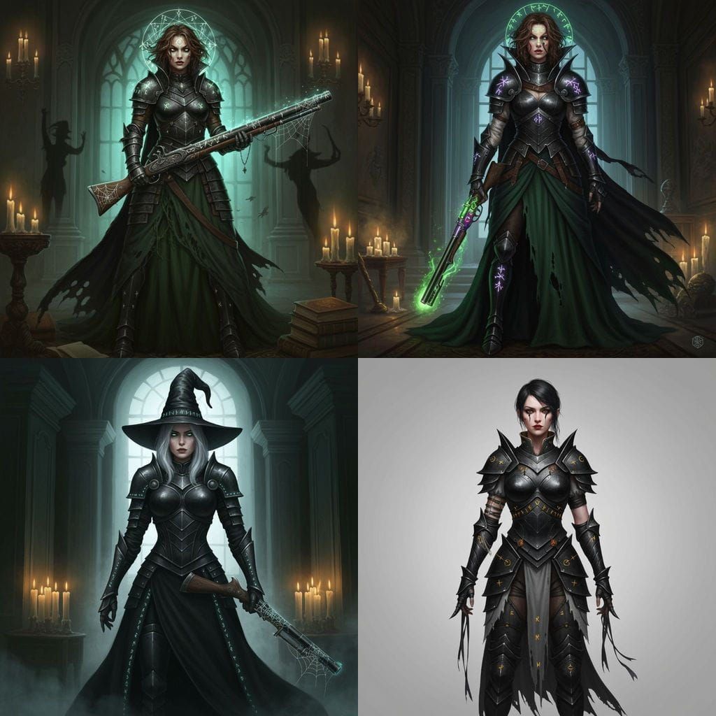 Dark Fantasy Witch Aristocrat in Black Armor