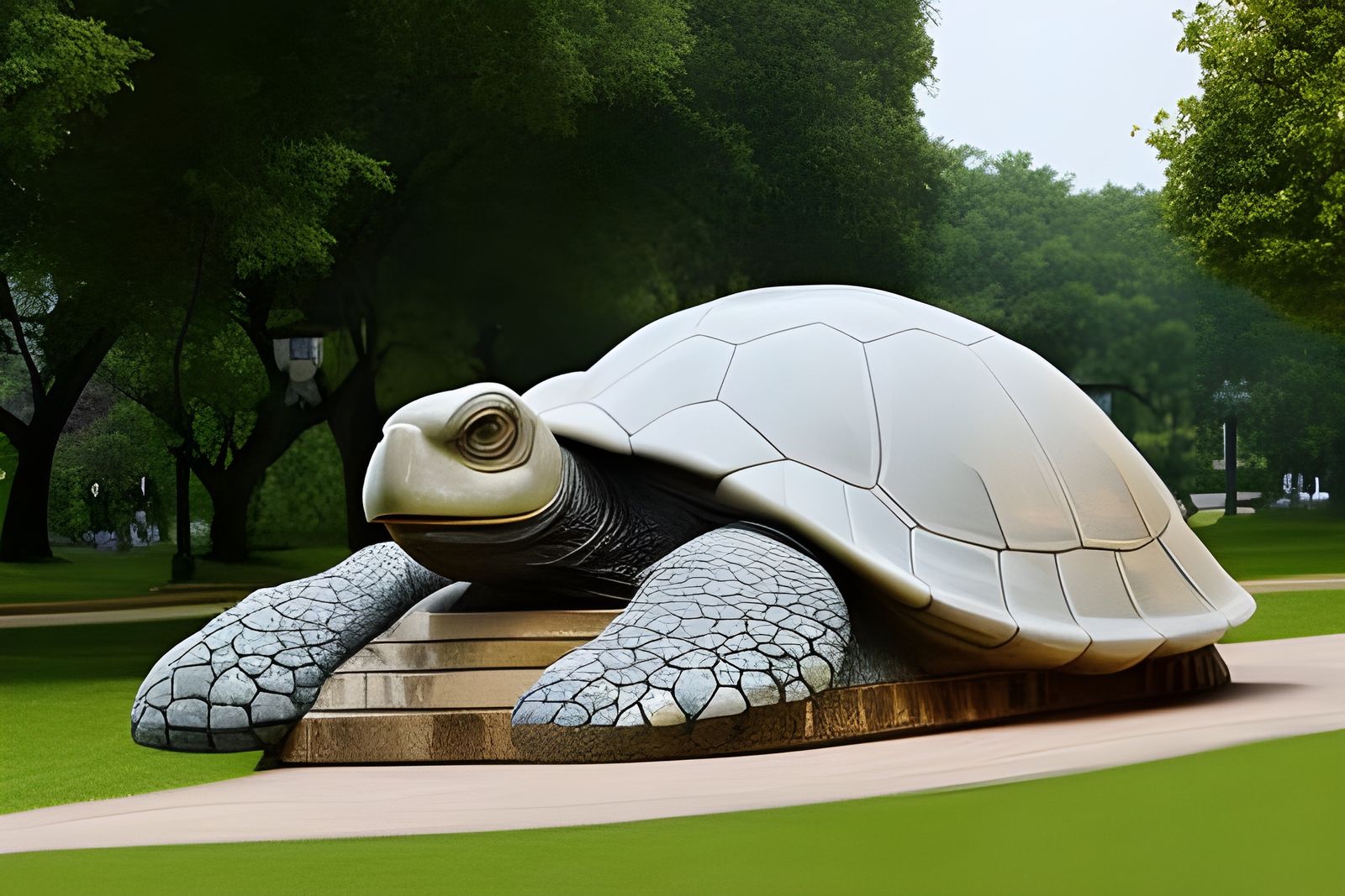 Epic Marble Turtle Statue in Park